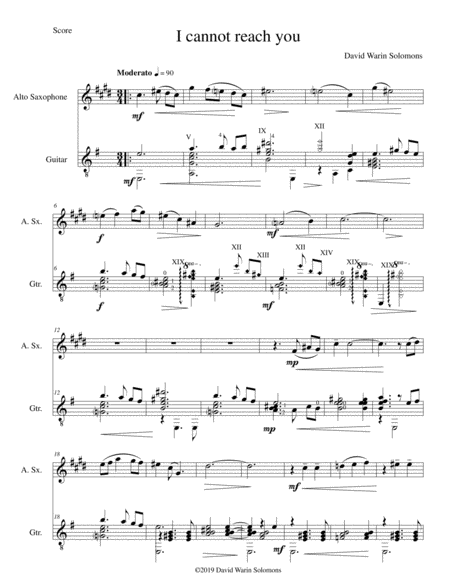 I Cannot Reach You For Alto Saxophone And Guitar Sheet Music