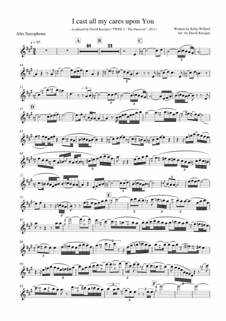 I Cast All My Cares Upon You Alto Sax In Eb Sheet Music