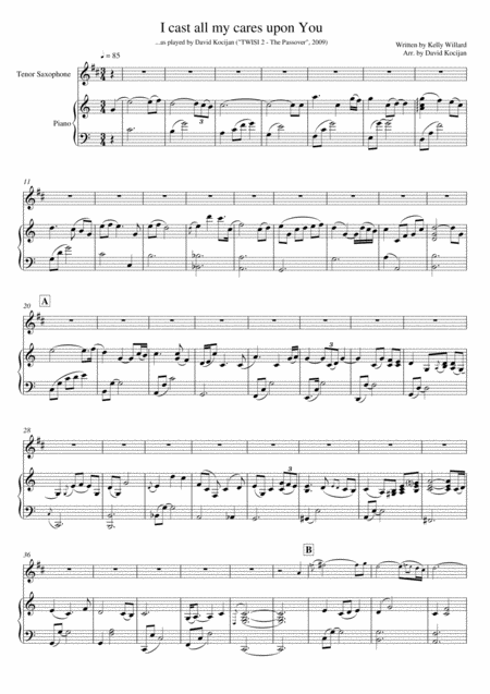 I Cast All My Cares Upon You Piano Tenor Sax Sheet Music