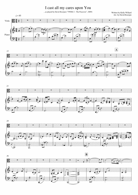 Free Sheet Music I Cast All My Cares Upon You Piano Viola