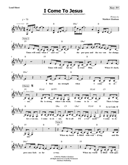 I Come To Jesus Sheet Music