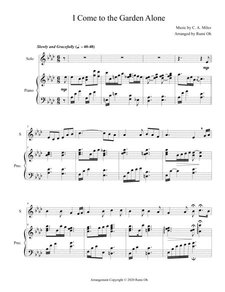 Free Sheet Music I Come To The Garden Alone Hymn Piano Arrangement For Voice Or Solo Instrument