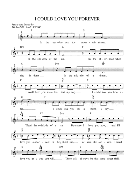 Free Sheet Music I Could Love You Forever
