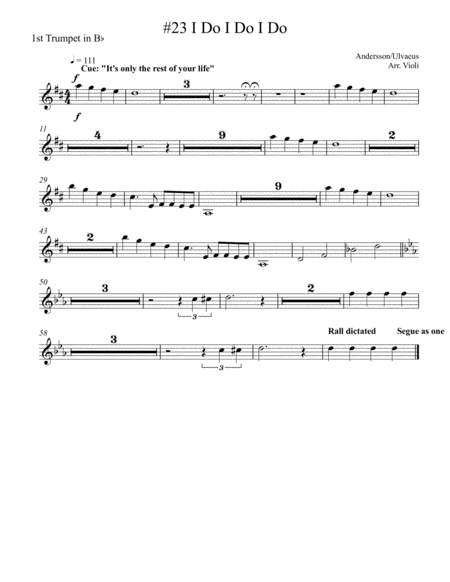 Free Sheet Music I Do I Do I Do 1st Trumpet From Mamma Mia