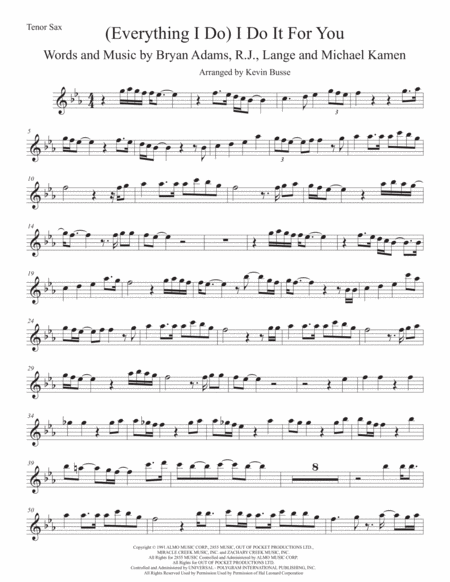 I Do It For You Original Key Tenor Sax Sheet Music