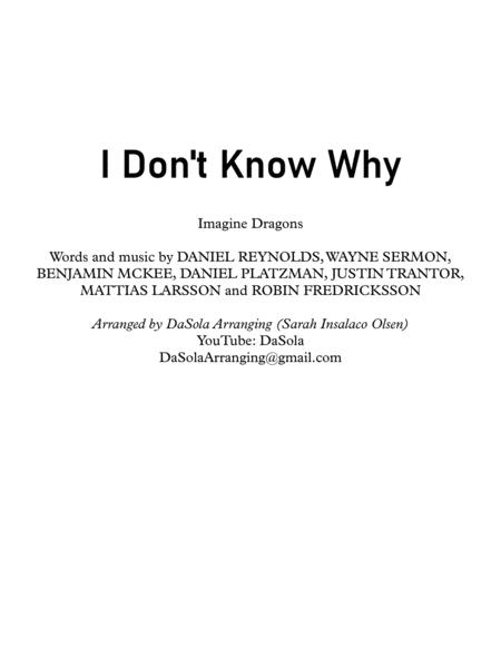 I Dont Know Why By Imagine Dragons String Quartet Arranged By Dasola Sheet Music