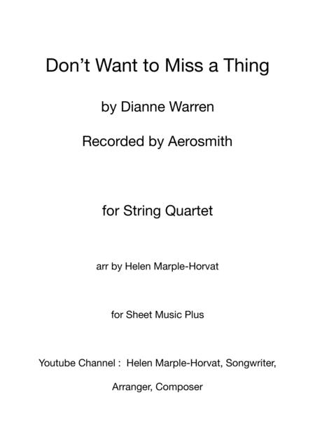 I Dont Want To Miss A Thing Aerosmith Dianne Warren Sheet Music