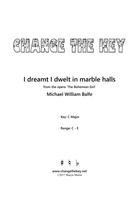 I Dreamt I Dwelt In Marble Halls C Major Sheet Music