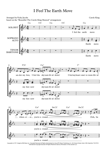 I Feel The Earth Move For Festival Of Voices Sheet Music