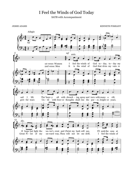 Free Sheet Music I Feel The Winds Of God Today