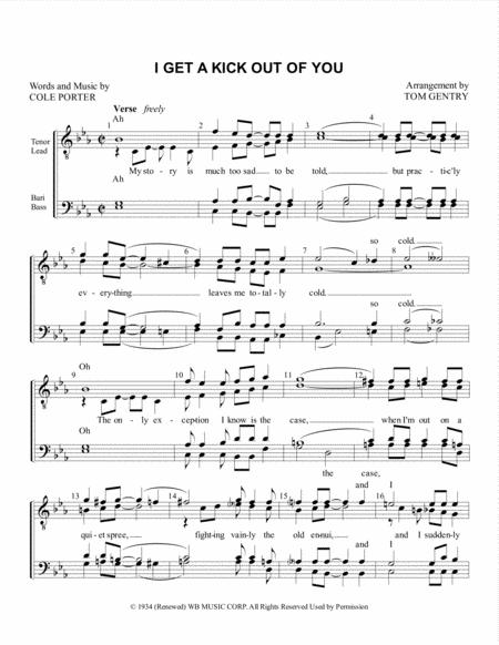 I Get A Kick Out Of You Ttbb Sheet Music