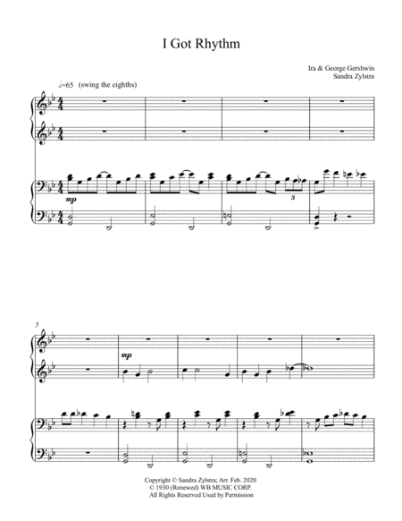 I Got Rhythm 1 Piano 4 Hand Duet Sheet Music