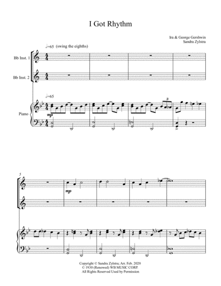 I Got Rhythm Treble Bb Instrument Duet Sheet Music