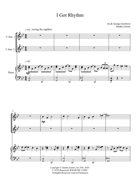 I Got Rhythm Treble C Instrument Duet Sheet Music