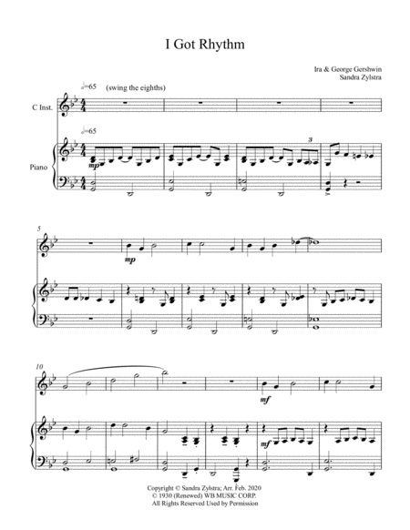 I Got Rhythm Treble C Instrument Sheet Music