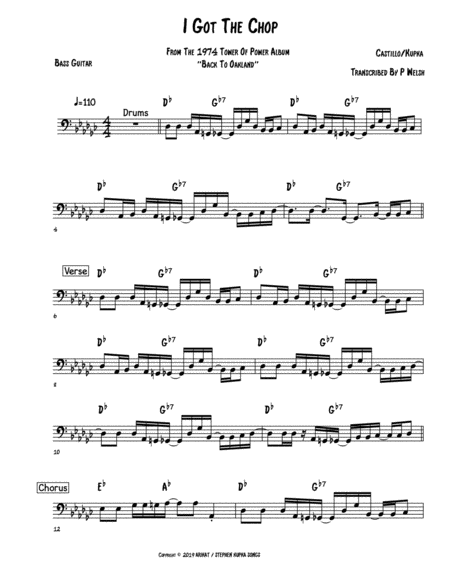 Free Sheet Music I Got The Chop Bass Guitar