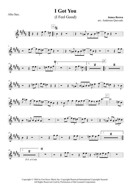 I Got You I Feel Good Alto Sax Sheet Music