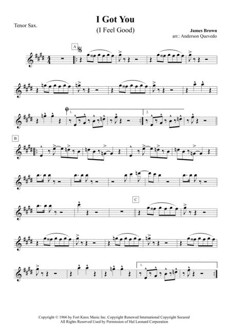 Free Sheet Music I Got You I Feel Good Tenor Sax