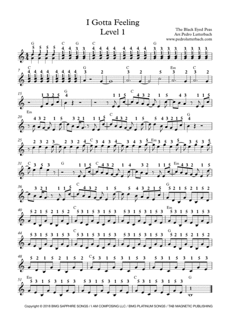 Free Sheet Music I Gotta Feeling Dave Guetta Fmif Remix