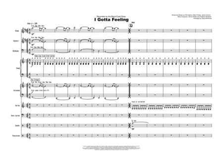 Free Sheet Music I Gotta Feeling Vocal And Small Band 3 Horns Key Of G