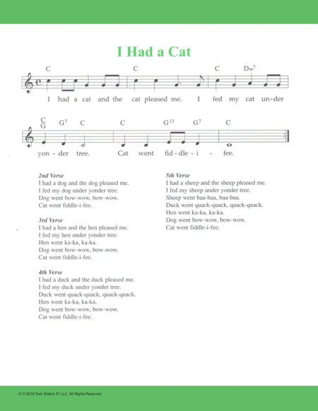 Free Sheet Music I Had A Cat