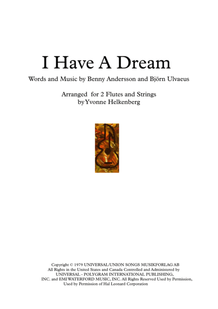 I Have A Dream For 2 Flutes And Strings Sheet Music