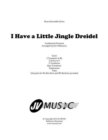 I Have A Little Jingle Dreidel Brass Ensemble Sheet Music