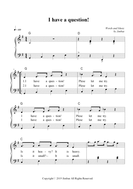 I Have A Question Nursery Rhymes For Easy Piano Sheet Music