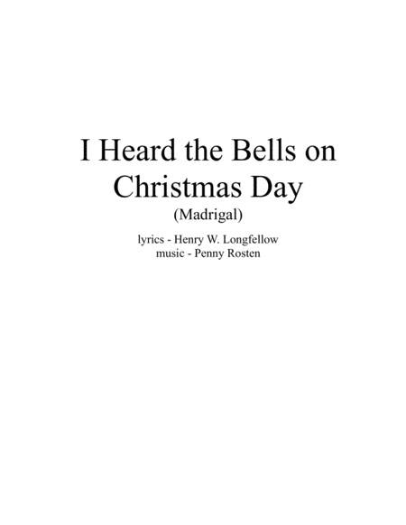 I Heard The Bells On Christmas Day Madrigal Sheet Music