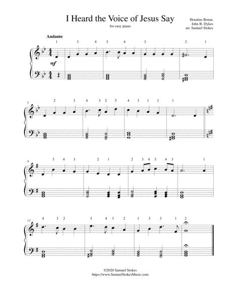 I Heard The Voice Of Jesus Say For Easy Piano Sheet Music