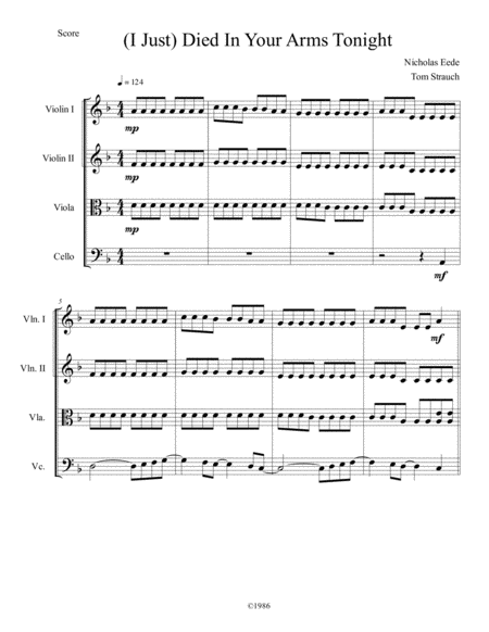 Free Sheet Music I Just Died In Your Arms