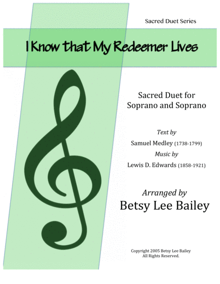 I Know That My Redeemer Lives For Two Soprano Voices And Piano Sheet Music
