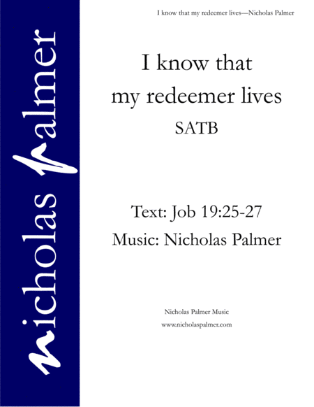 I Know That My Redeemer Lives Satb With Solos Sheet Music