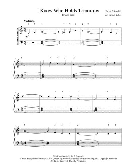 Free Sheet Music I Know Who Holds Tomorrow For Easy Piano