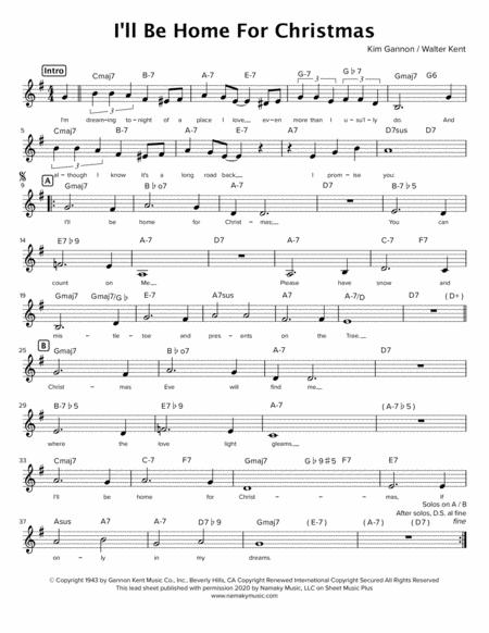 Free Sheet Music I Ll Be Home For Christmas G Major Lead Sheet