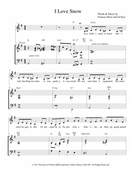 Free Sheet Music I Love Snow Piano Vocal