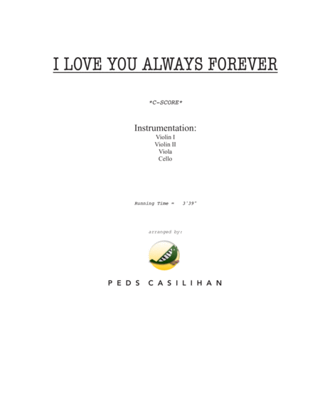 I Love You Always Forever String Quartet Sheet Music