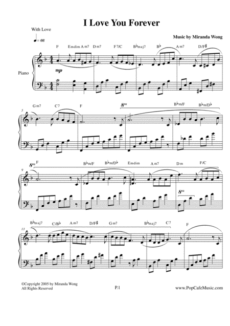 I Love You Forever Touching Piano Music Sheet Music