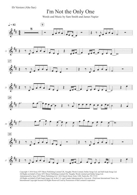 Free Sheet Music I M Not The Only One Alto Saxophone Baritone Saxophone Solo Transcription Original Key