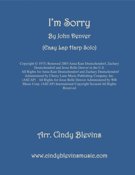 I M Sorry Easy Lap Harp Solo Sheet Music