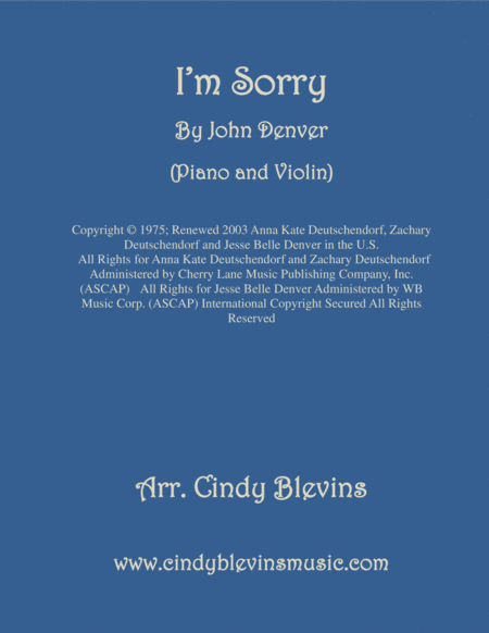 I M Sorry For Piano And Violin Sheet Music