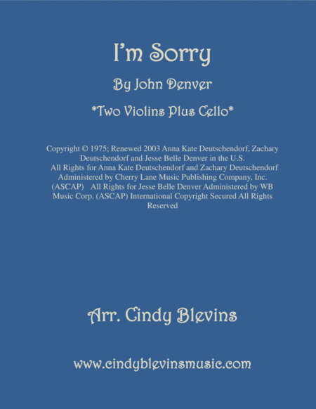 Free Sheet Music I M Sorry For Two Violins And Cello