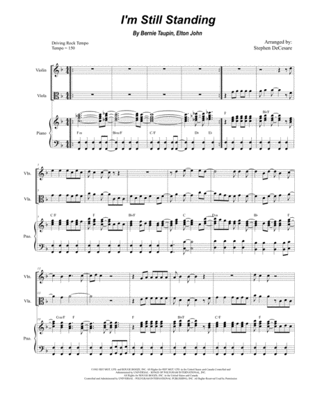 Free Sheet Music I M Still Standing Duet For Violin And Viola