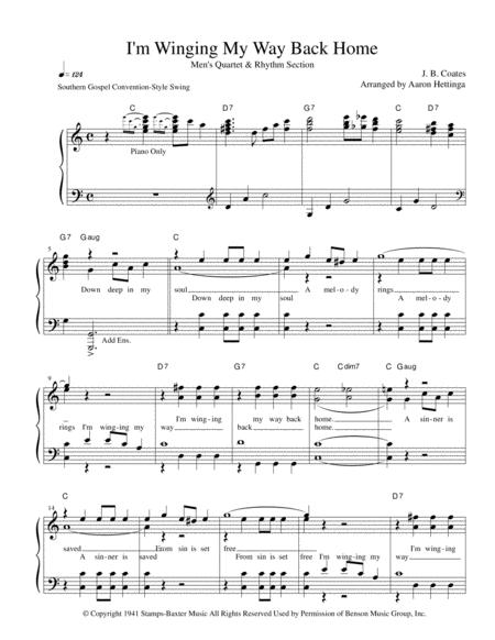 Free Sheet Music I M Winging My Way Back Home Ttbb Quartet And Rhythm Lead Sheet