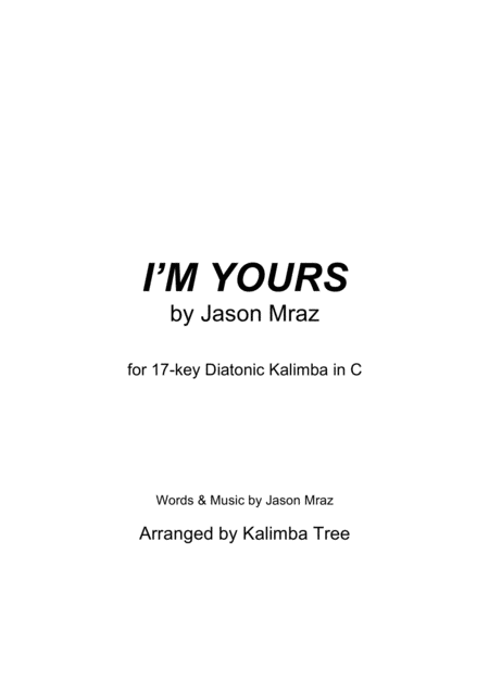 I M Yours Kalimba Tablature Sheet Music