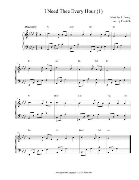 Free Sheet Music I Need Thee Every Hour Favorite Hymns Arrangements With 3 Levels Of Difficulties For Beginner And Intermediate