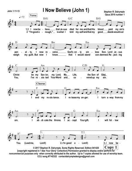 I Now Believe John 1 Worship Team Edition Sheet Music