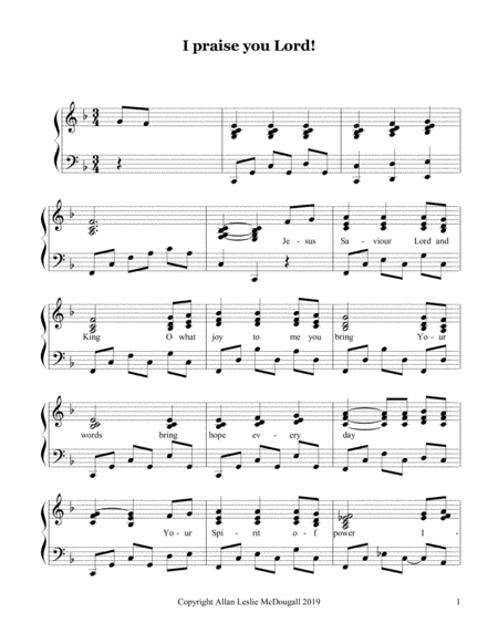 Free Sheet Music I Praise You Lord