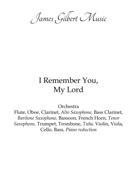 I Remember You My Lord Ie119 Sheet Music