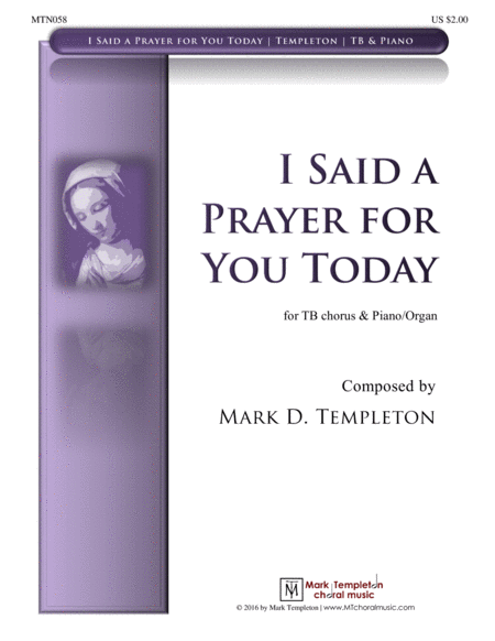 I Said A Prayer For You Today Tb Sheet Music